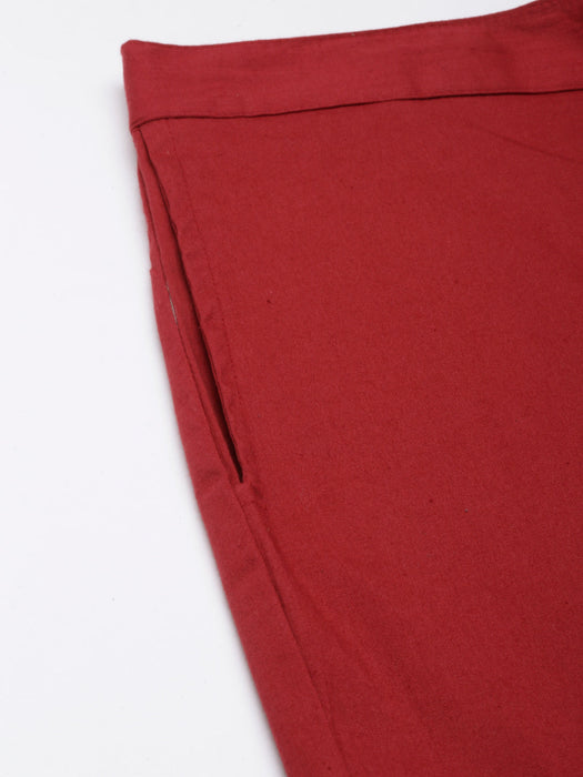 Maroon Stretchable Pants For Women-CK-04-MAROONPANT