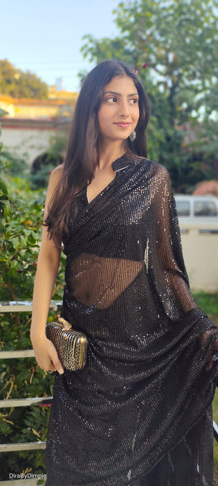 Tinsel Noir Black Sequins Saree