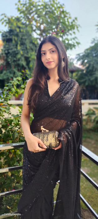 Tinsel Noir Black Sequins Saree