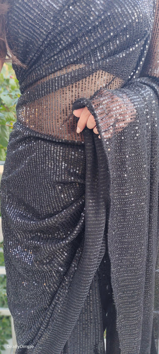 Tinsel Noir Black Sequins Saree