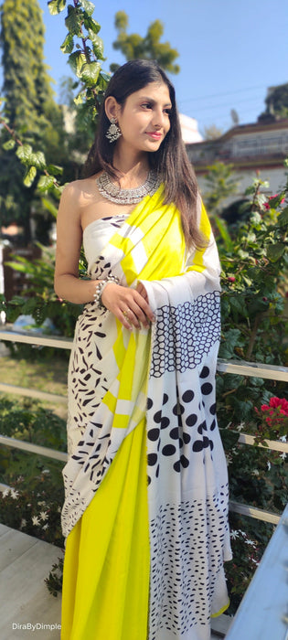 Fluorescent Fascination (Printed Satin Silk Saree)