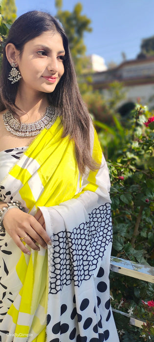 Fluorescent Fascination (Printed Satin Silk Saree)