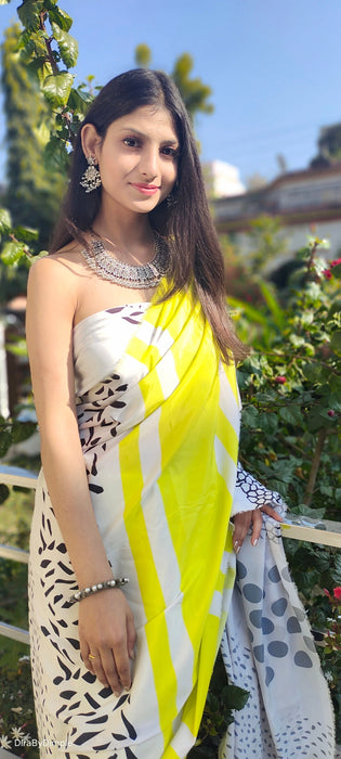 Fluorescent Fascination (Printed Satin Silk Saree)