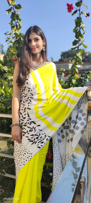 Fluorescent Fascination (Printed Satin Silk Saree)