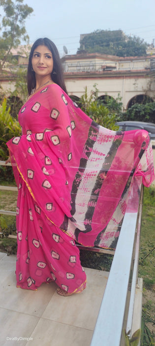 Fuchsia Fiesta Chiffon Zari Saree