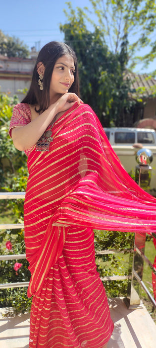 Sterling Diana (Pure Georgette Striped Zari Saree)