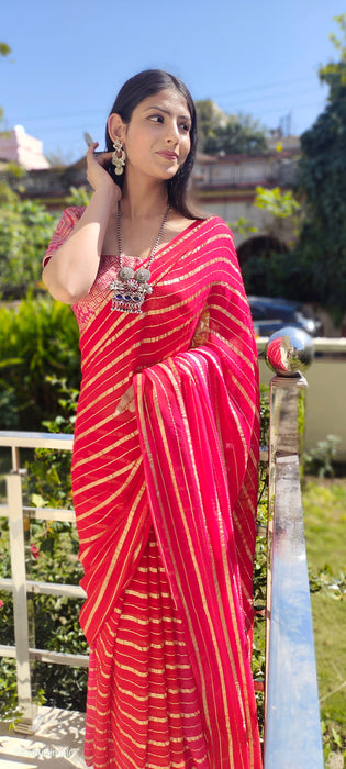 Sterling Diana (Pure Georgette Striped Zari Saree)