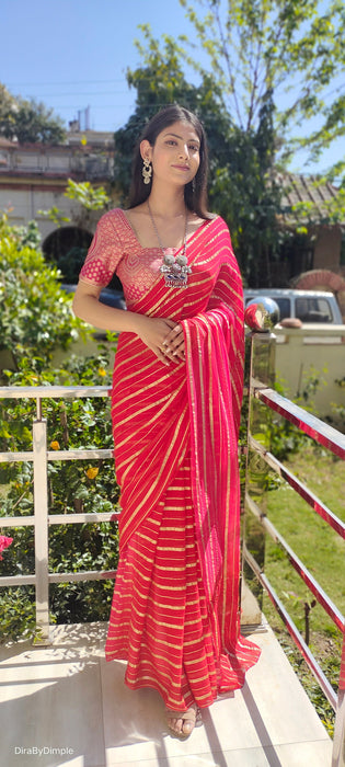 Sterling Diana (Pure Georgette Striped Zari Saree)