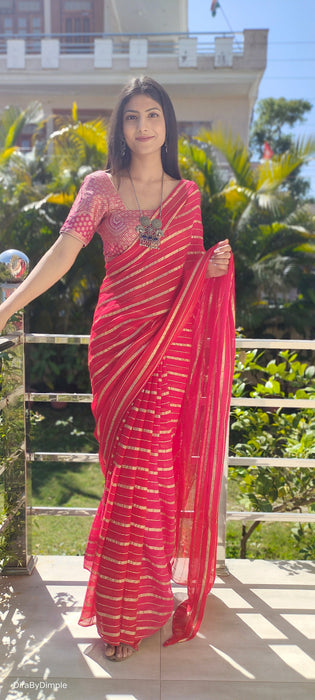 Sterling Diana (Pure Georgette Striped Zari Saree)