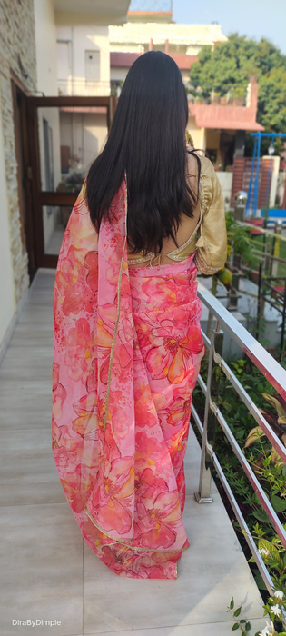 Wildflower Field (Printed Organza Saree)