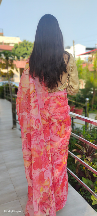 Wildflower Field (Printed Organza Saree)