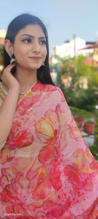 Wildflower Field (Printed Organza Saree)