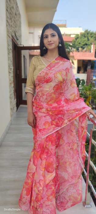 Wildflower Field (Printed Organza Saree)