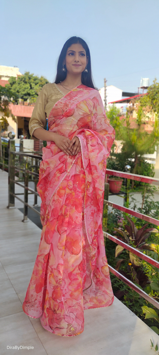 Wildflower Field (Printed Organza Saree)