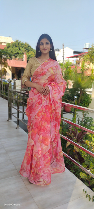 Wildflower Field (Printed Organza Saree)