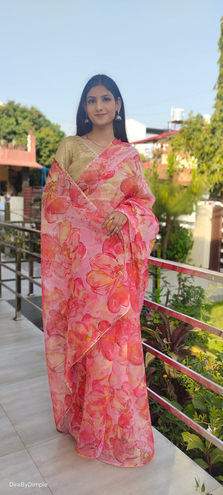 Wildflower Field (Printed Organza Saree)