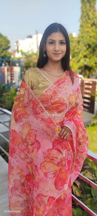 Wildflower Field (Printed Organza Saree)