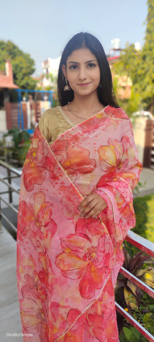 Wildflower Field (Printed Organza Saree)