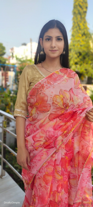 Wildflower Field (Printed Organza Saree)