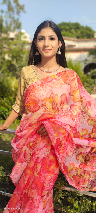 Wildflower Field (Printed Organza Saree)