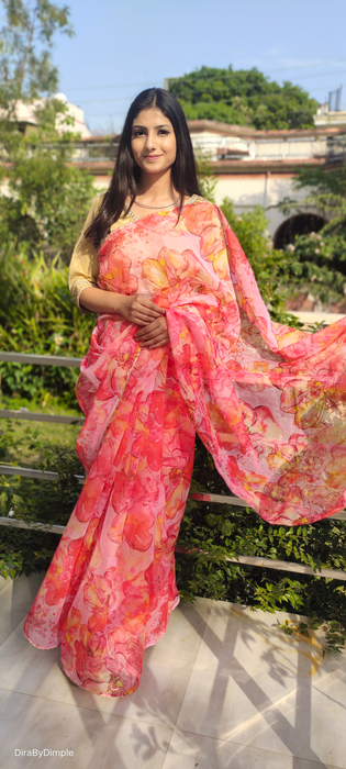 Wildflower Field (Printed Organza Saree)