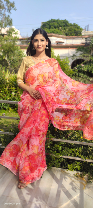 Wildflower Field (Printed Organza Saree)