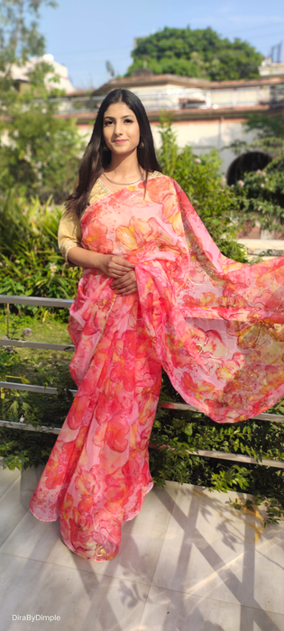 Wildflower Field (Printed Organza Saree)