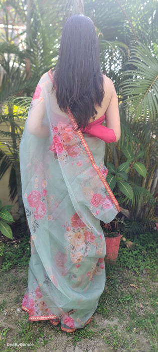 Tropical Oasis (Printed Organza Saree)