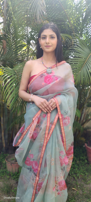 Tropical Oasis (Printed Organza Saree)