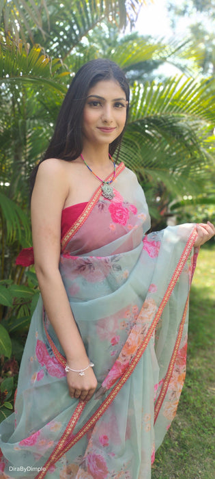 Tropical Oasis (Printed Organza Saree)