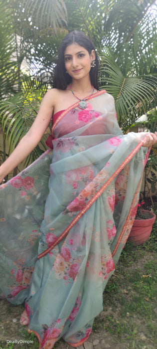 Tropical Oasis (Printed Organza Saree)