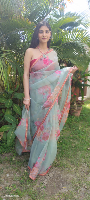 Tropical Oasis (Printed Organza Saree)