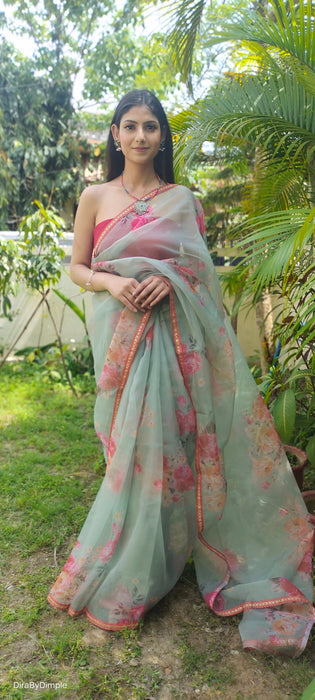 Tropical Oasis (Printed Organza Saree)