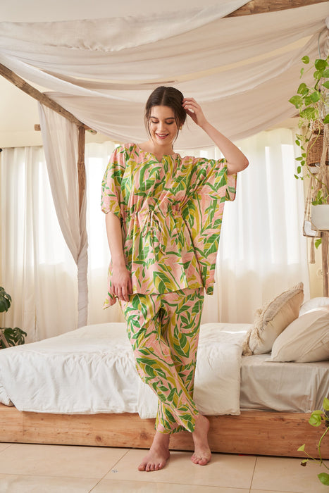 Blushing Leaves Kaftan Pant Set