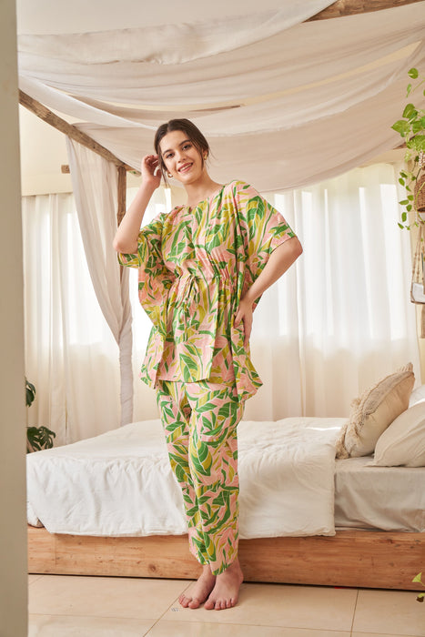 Blushing Leaves Kaftan Pant Set