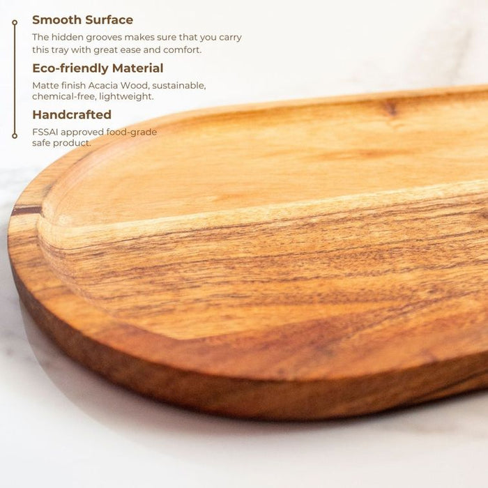 Wooden Acacia Wood Elliptical Tray