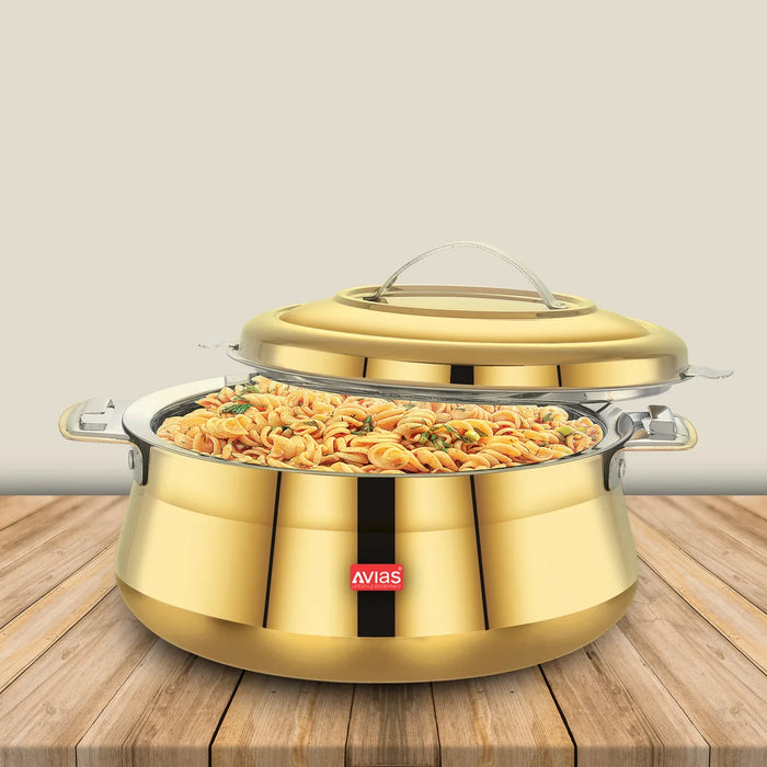 Riara Gold Premium Stainless Steel Casserole/ Hotpot/ Hot Case With Twist Lock With Sturdly Side Handles | Roti/ Chapati, Curry , Gravy, Rice Serveware | 1.5L/ 2.5L