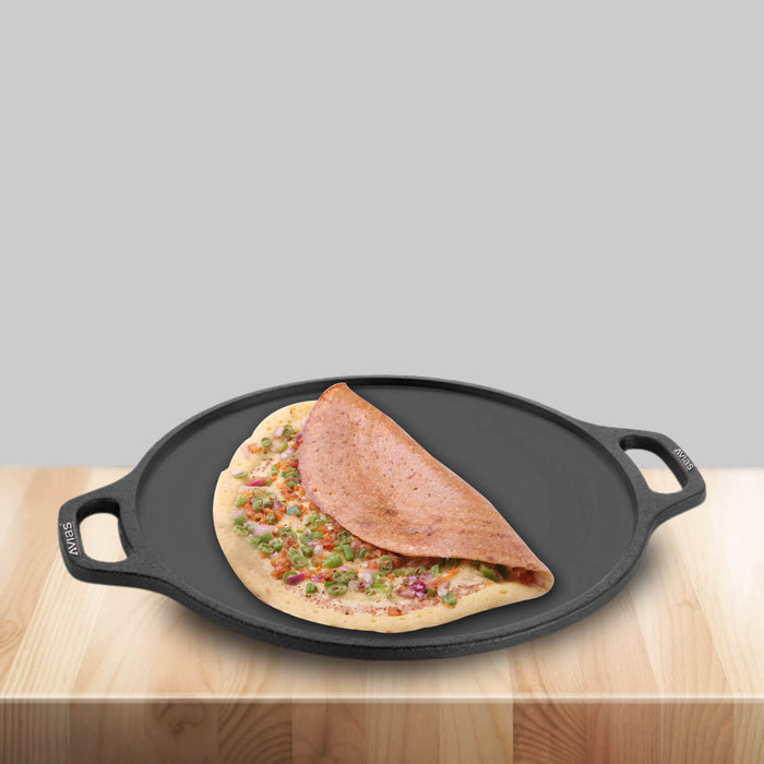 Cast Iron Dosa Tawa Pan/ Dosa Kallu/ Chapati Tawa/ Roti Iron Tawa |12 Inch Pan| Pre-Seasoned Cookware | Induction Friendly | 100% Natural & Toxin-Free