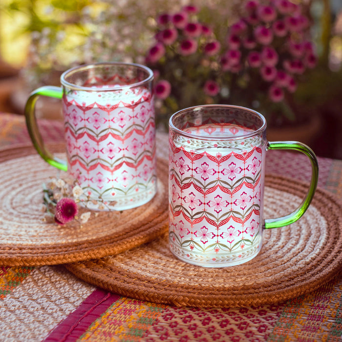 Floral Trellis Clear mugs - Set of 2 and 4