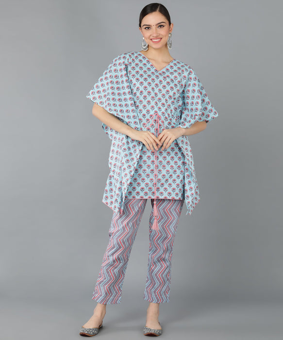 Cotton Printed Kaftan With Pant