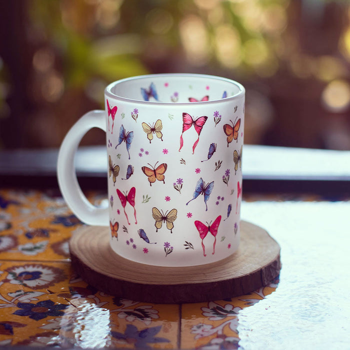 Breathtaking Butterflies Frosted Glass Mug