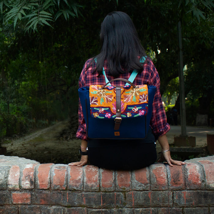 Chain Stitch Hand Embroidery Canvas Chulbuli Backpack