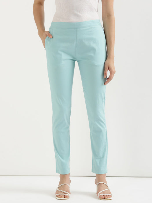 Powder Blue Stretchable Pants For Women-CK-09-TURQUISEPANT