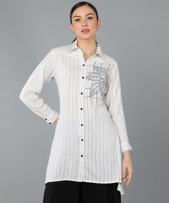 Rayon Solid Embroidered Straight shirt