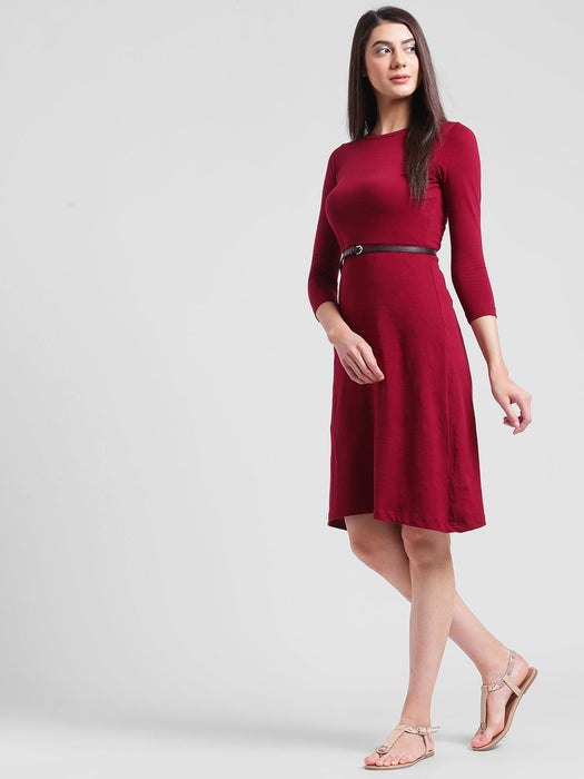 Maroon Aline Midi Dress