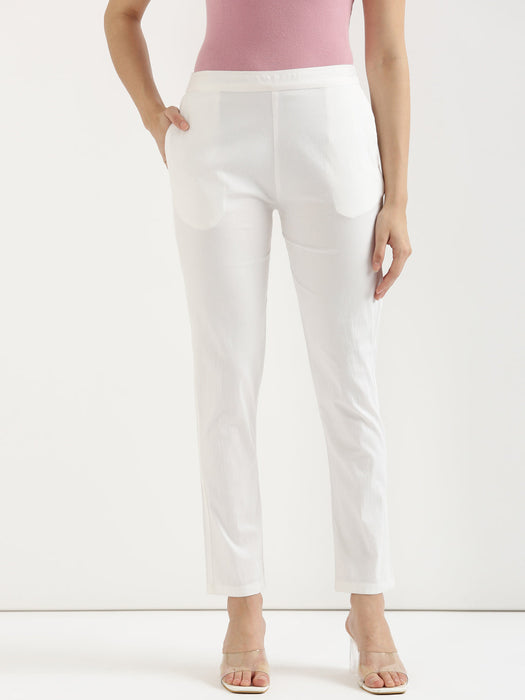 White Stretchable Pants For Women-CK-08-WHITEPANT