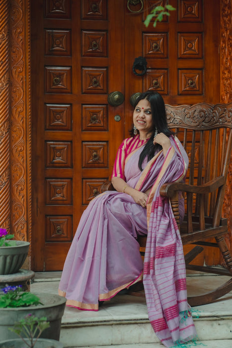 Maheshwari Silk Saree - Mauve