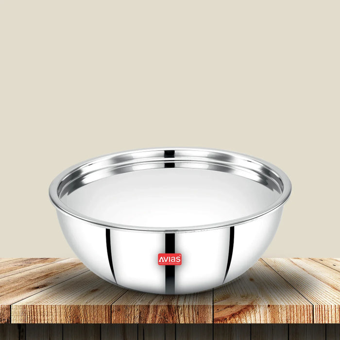 Premium Stainless Steel Triply Tasla With Steel Lid | 3 Layers, 2.5Mm Thickness, Induction Friendly | 20Cm/22Cm/24Cm/26Cm