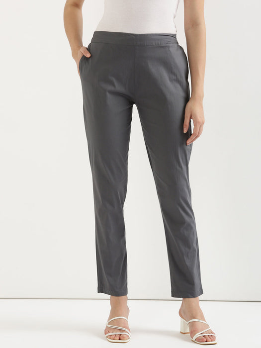 Slate Grey Stretchable Pants For Women-CK-10-GREYPANT