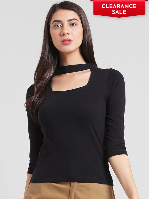 Black Choker Neck Top